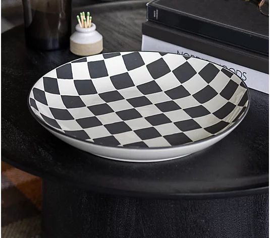 12" x 12"_Round Checkerboard Decorative Bowl by Bright Bazaar | QVC