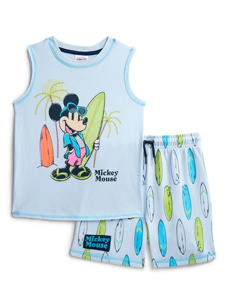Mickey Mouse Toddler Boys Graphic Tank Top and Matching Allover Print Shorts Set, 2-Piece, Sizes ... | Walmart (US)