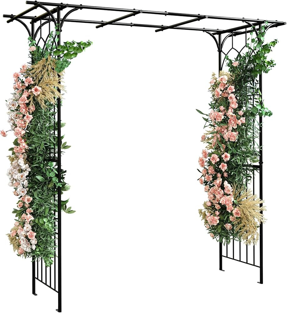 YITAHOME Metal Garden Arbor, 81" H Garden Arch Trellis for Climbing Plants Outdoor Backyard Lawn,... | Amazon (US)