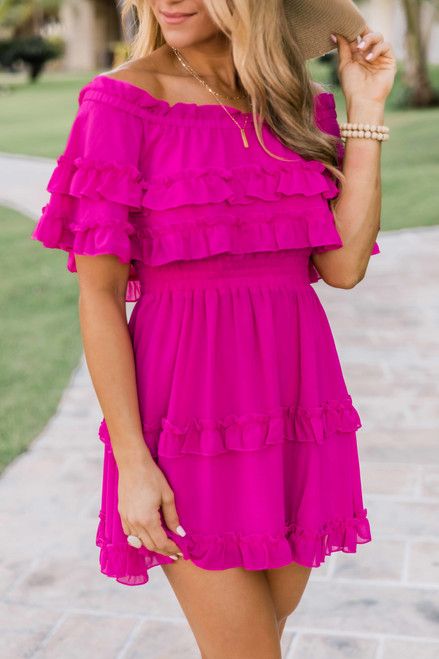 Just Between Us Solid Dress Magenta | The Pink Lily Boutique