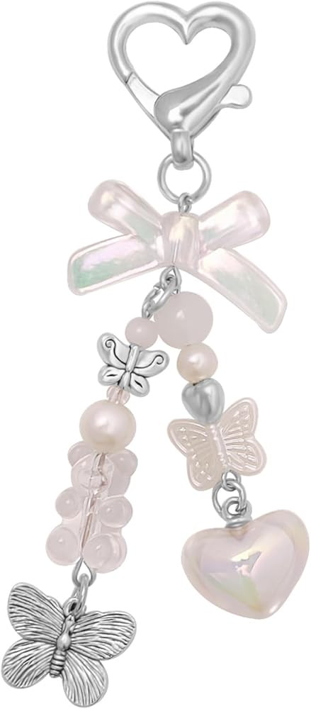 Aesthetic Y2K keychains Cute Butterfly Star Strawberry Bear Guitar Keychains Charms for Women Bag... | Amazon (US)
