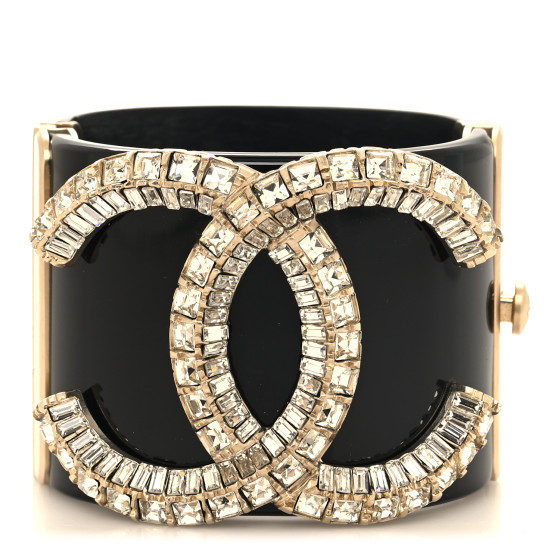 Resin Baguette Crystal CC Cuff Black | FASHIONPHILE (US)