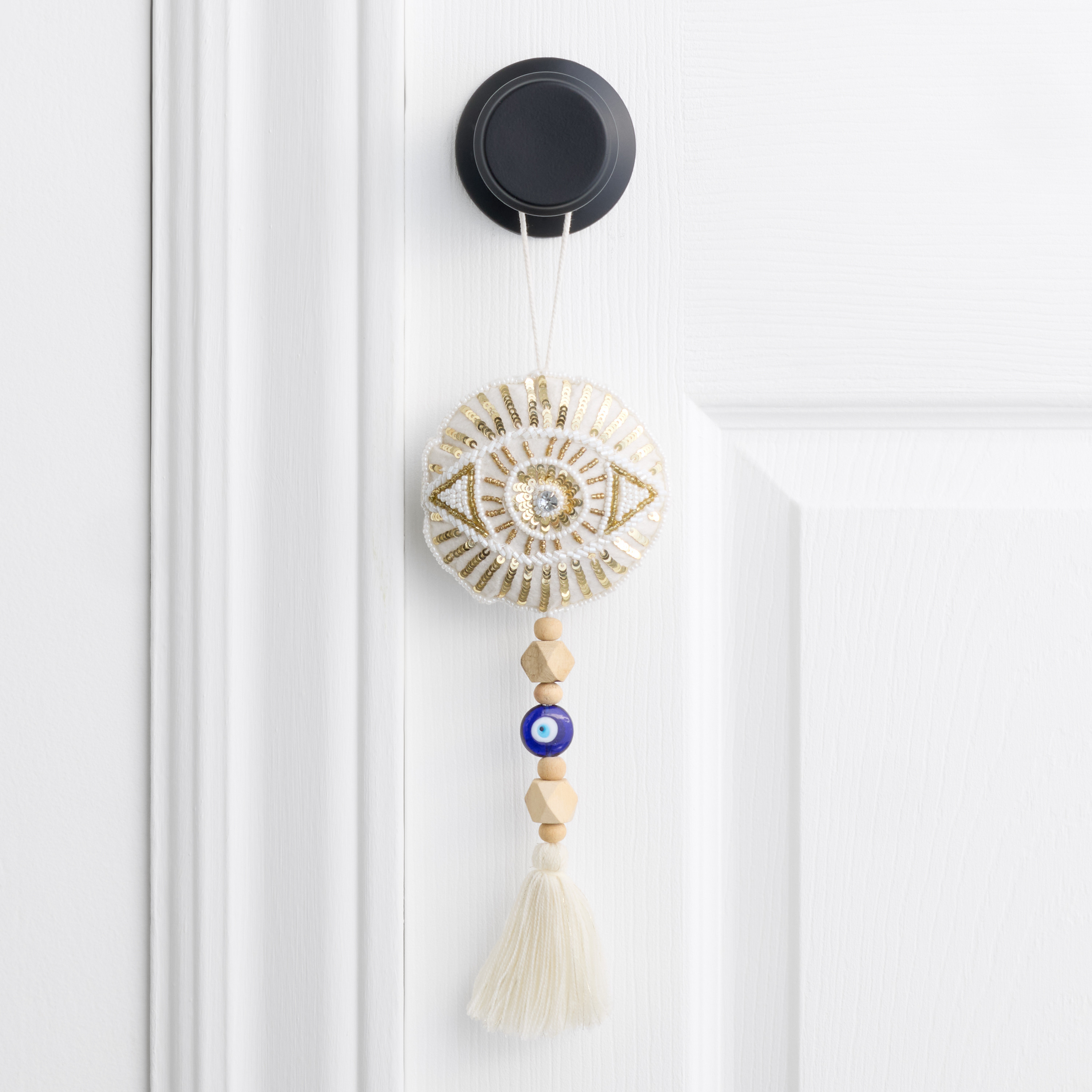 Gold Evil Eye Beaded Embroidered Door Hanger Decor | World Market
