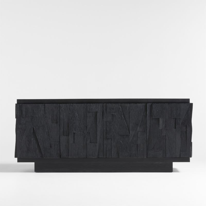 Gerhard Black Wood and Resin Storage Credenza | Crate & Barrel | Crate & Barrel