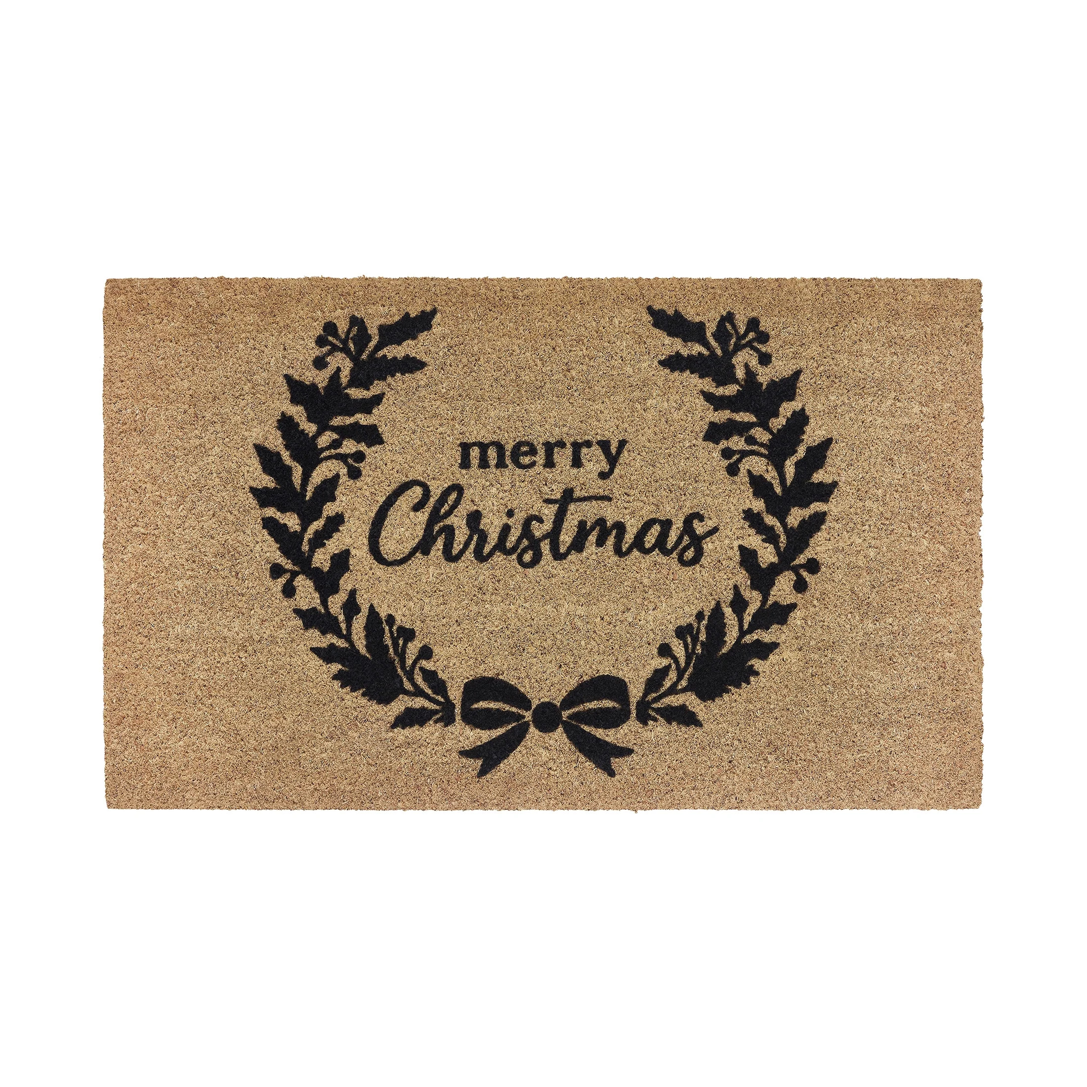 My Texas House Natural Merry Christmas Wreath Outdoor Coir Doormat, 30" x 48" | Walmart (US)