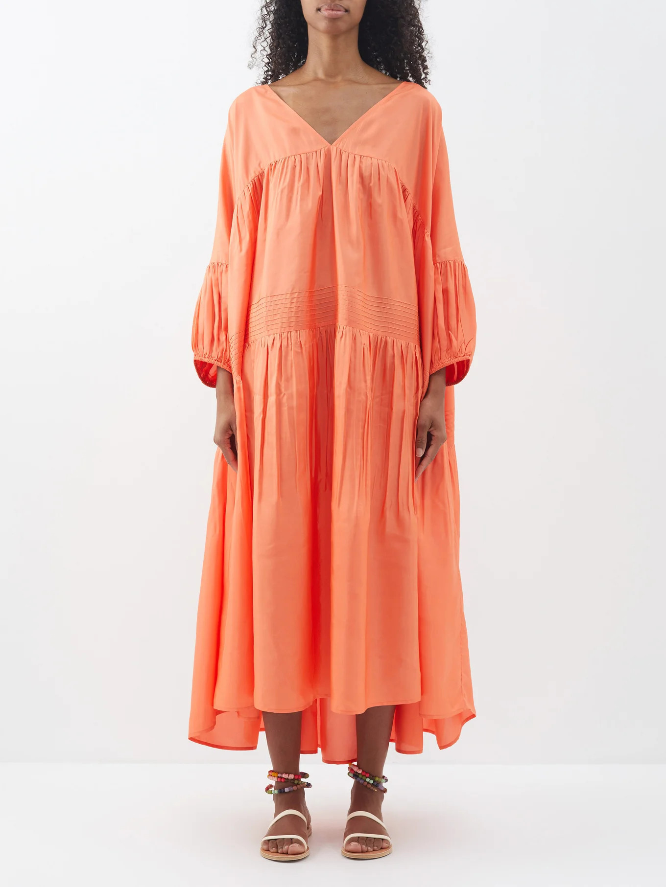 Airi banded silk-habotai midi dress | Matches (US)
