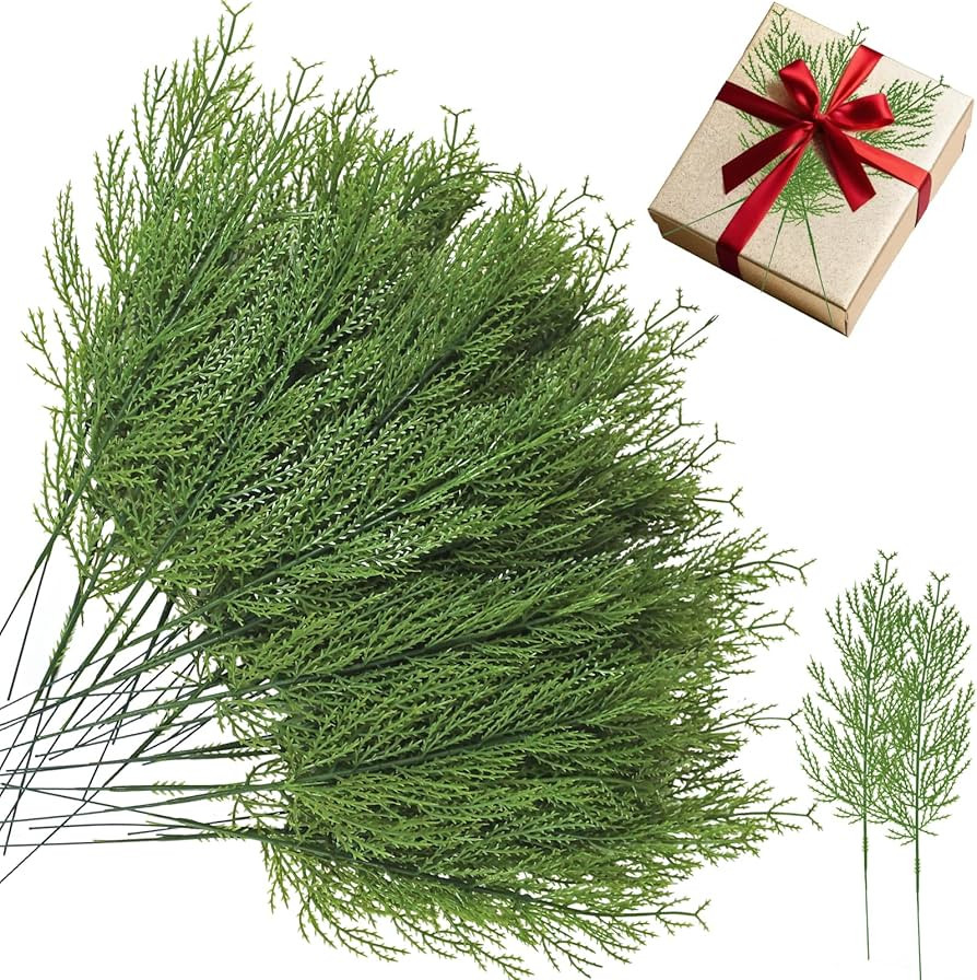 100 Pcs Artificial Pine Sprigs Green Faux Greenery Stems, Fake Christmas Pine Leaves Picks Small ... | Amazon (US)