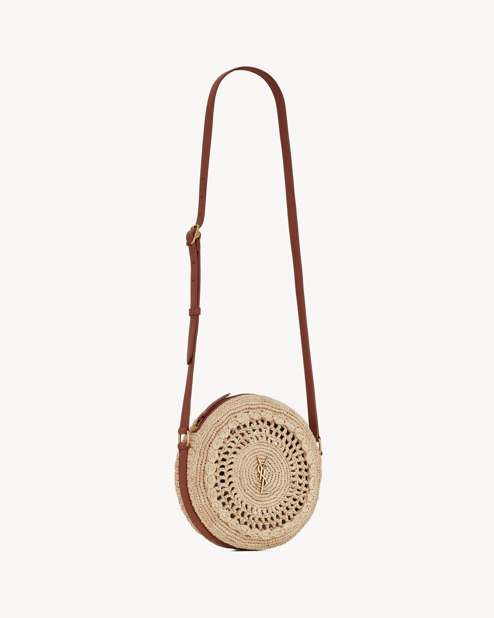 Sac rond in raffia and smooth leather | Saint Laurent | YSL.com | Saint Laurent Inc. (Global)