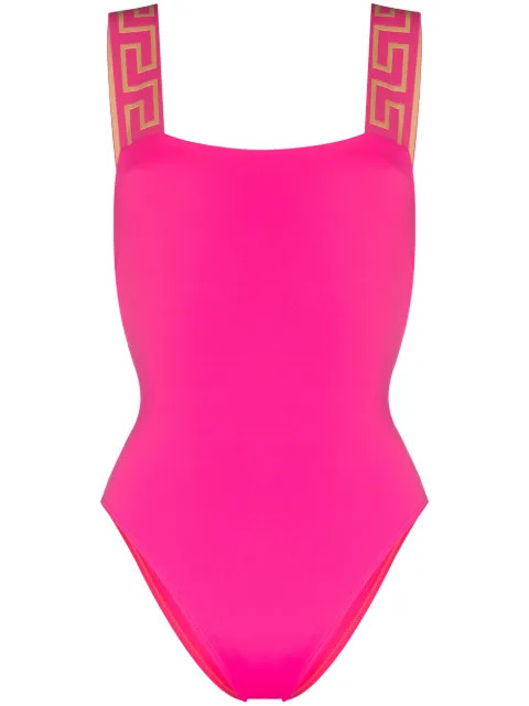 Greca-pattern scoop-back swimsuit | Farfetch (US)