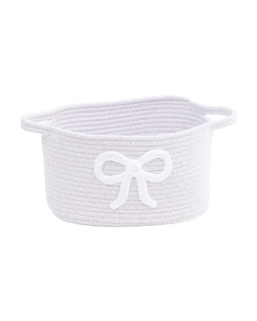 Extra Small Cotton Rope With Chenille Bow Bin | TJ Maxx