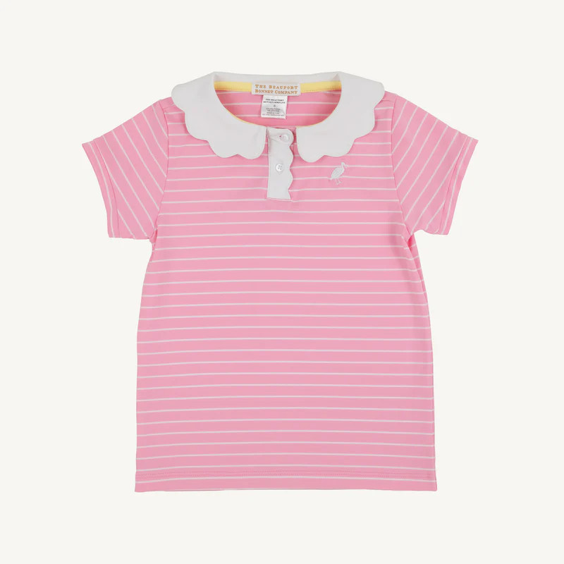 Prepletic™ Preppy Polo - Pier Party Pink Stripe with Worth Avenue Whit | The Beaufort Bonnet Company