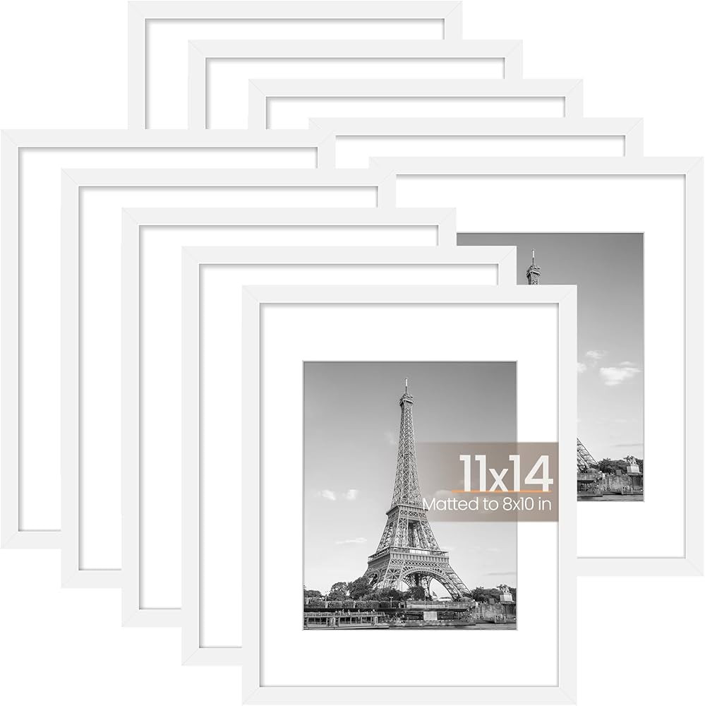 upsimples 11x14 Picture Frame Set of 10, Display Pictures 8x10 with Mat or 11x14 Without, Multi P... | Amazon (US)