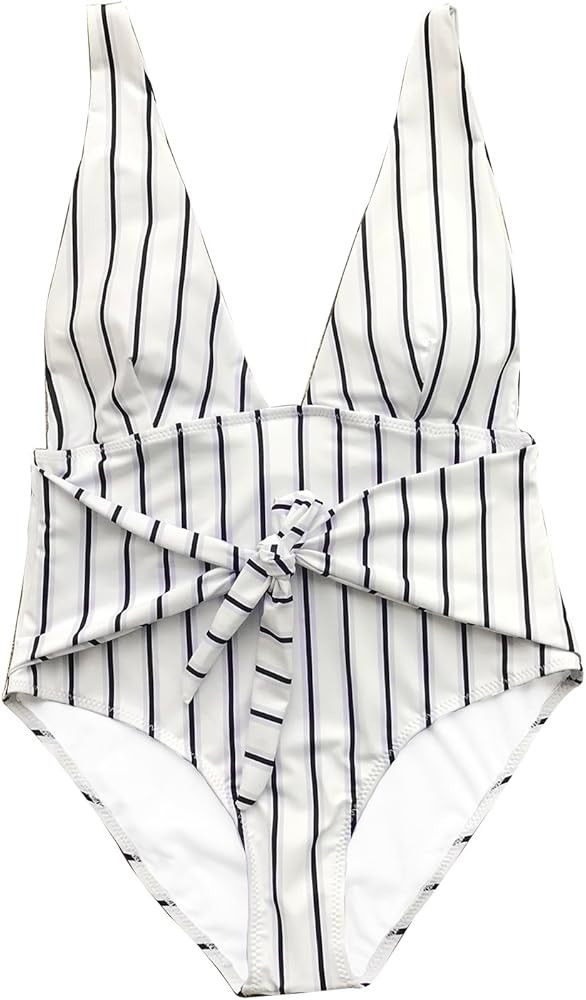 Women's Quiet Elegance Stripe One-Piece Swimsuit Beach Swimwear Bathing Suit | Amazon (US)