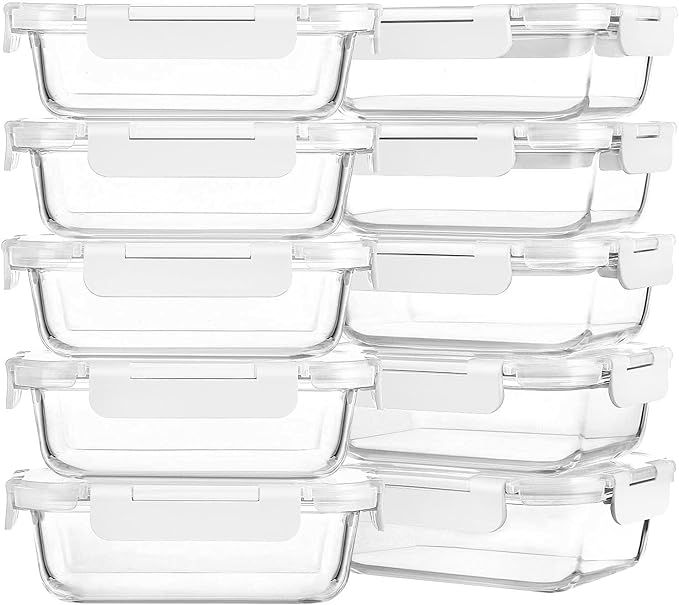M MCIRCO [10-Pack,22 Oz] Glass Meal Prep Containers,Glass Food Storage Containers with lids,Glass... | Amazon (US)