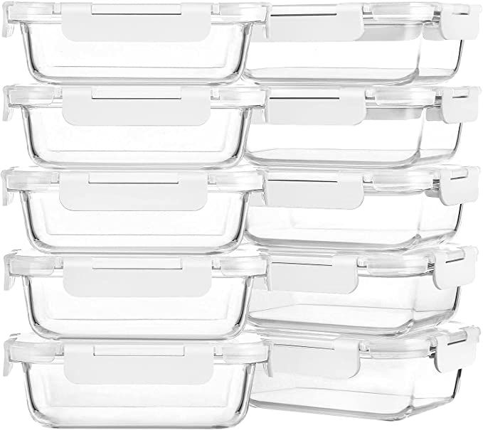 M MCIRCO [10-Pack,22 Oz] Glass Meal Prep Containers,Glass Food Storage Containers with lids,Glass... | Amazon (US)