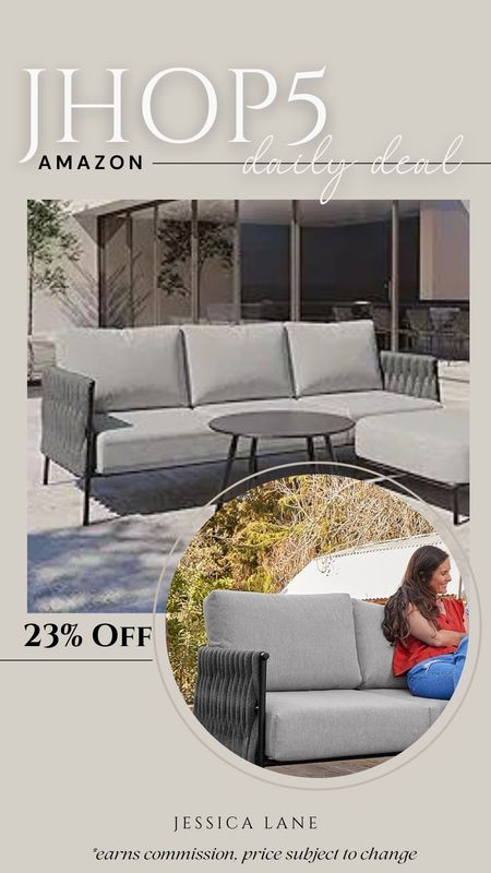 Amazon daily deal, save 23% on this outdoor patio section and table set. Amazon furniture, Amazon patio, outdoor living, outdoor furniture, patio sectional, patio set, Amazon deal, Amazon home

#LTKsalealert #LTKSeasonal #LTKhome