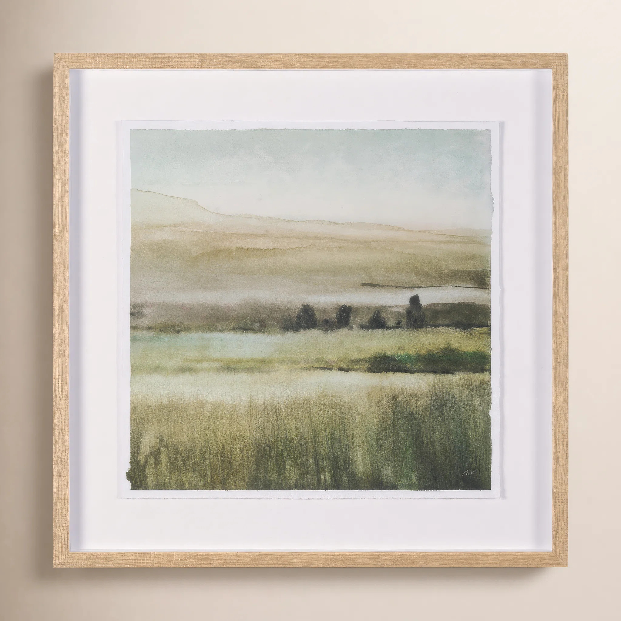 Kinlaw Fields I Hand Embellished Brown Framed Watercolor Art Print On Paper Mounted With Backing | Joss & Main