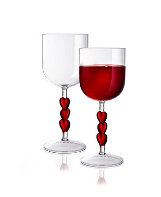 Red Heart Stemmed Wine Glasses, Set of 2 | Macy's