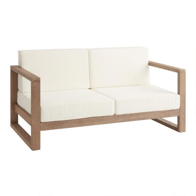 Segovia Light Brown Eucalyptus Outdoor Loveseat | World Market