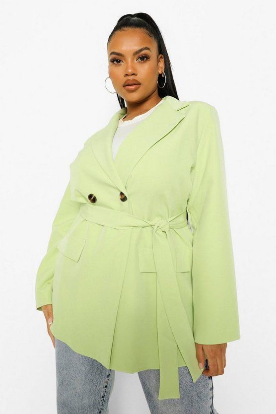 Plus Belted Oversized Blazer | Boohoo.com (US & CA)