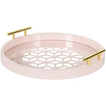 Kate and Laurel Caspen Round Decorative Tray, 15.5" Diameter, Pink | Amazon (US)