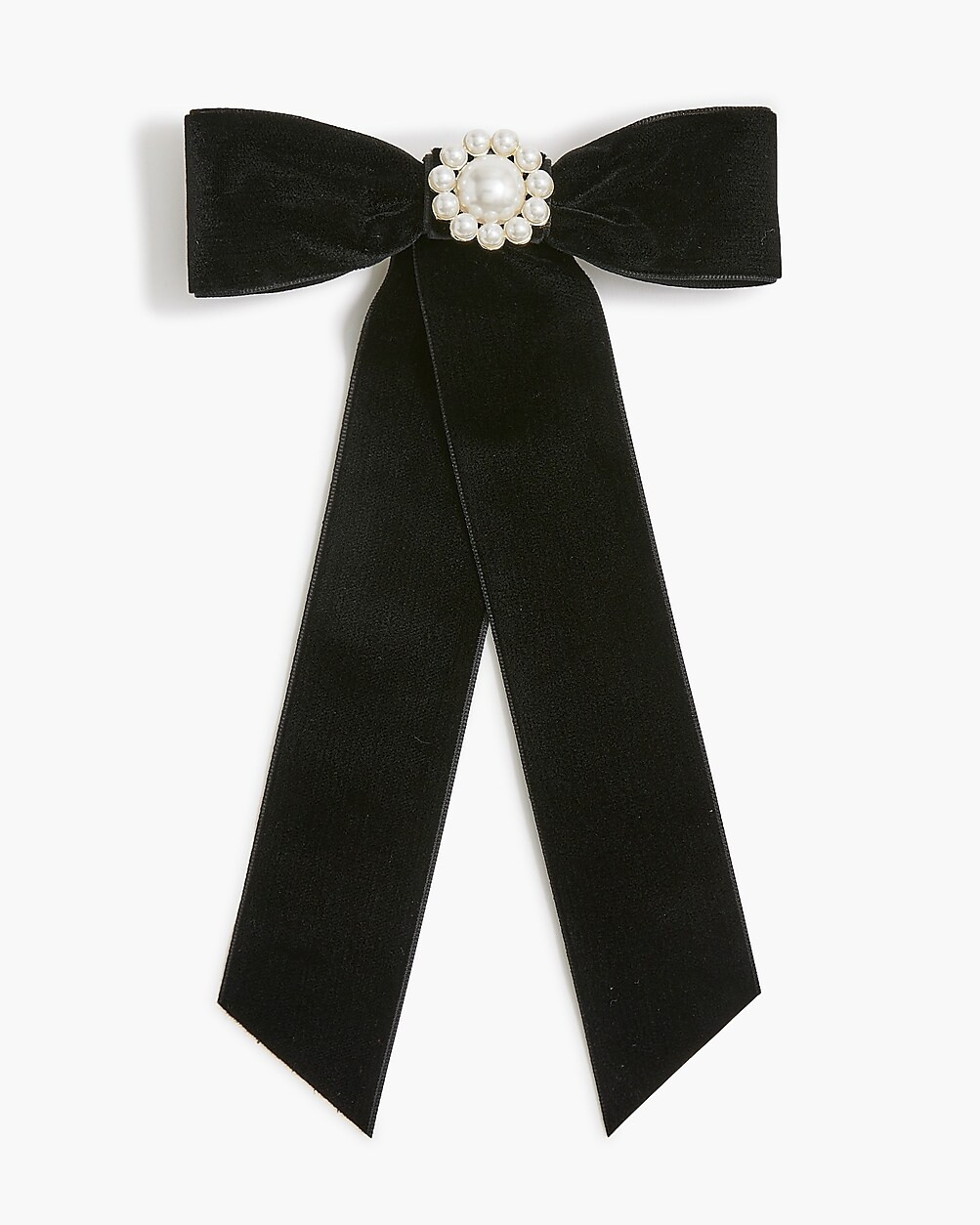 Long velvet pearl bow barrette | J.Crew Factory