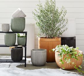Concrete Fluted Outdoor Planters | Pottery Barn (US)