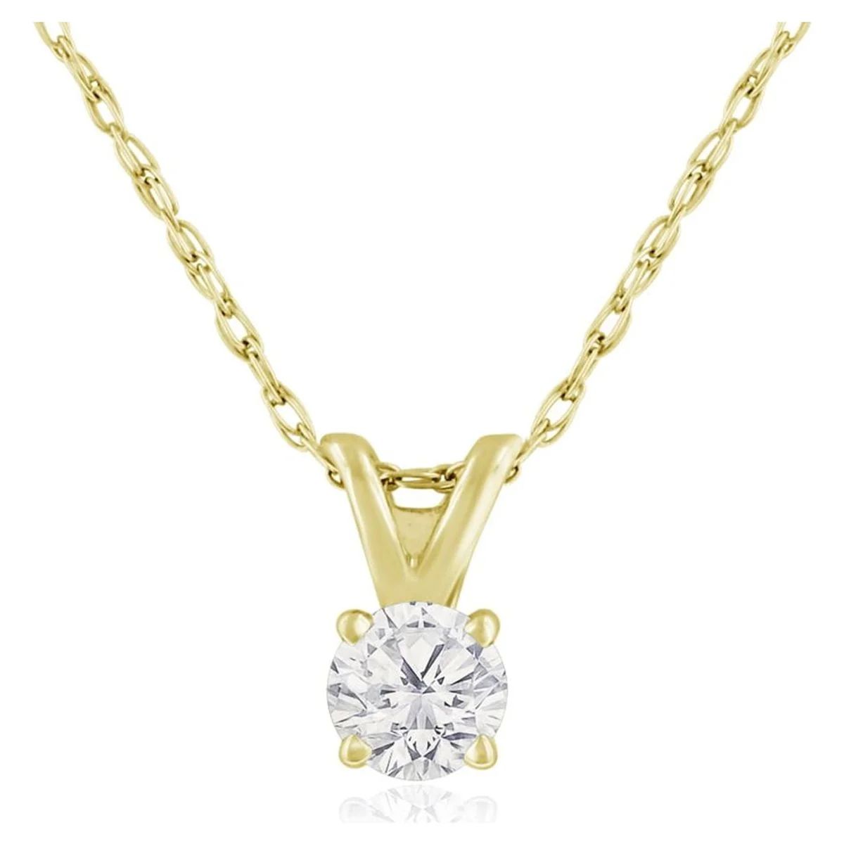SuperJeweler 14 Karat Yellow Gold 1/6 Carat Diamond Solitaire Necklace, 18 Inches For Women | Walmart (US)