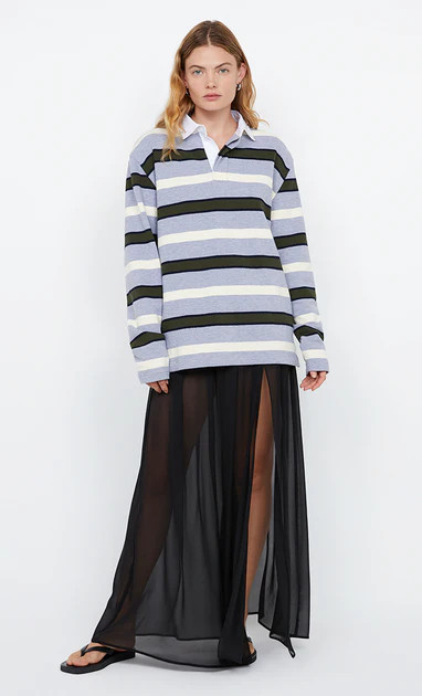 KYLO JERSEY - GREY/BOTTLE GREEN STRIPE | Bec & Bridge (Global)