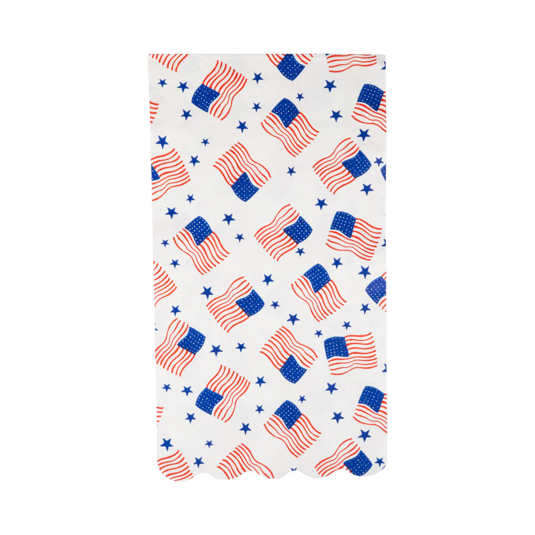 Scattered Flag Scallop Guest Napkin (24ct) | My Mind's Eye