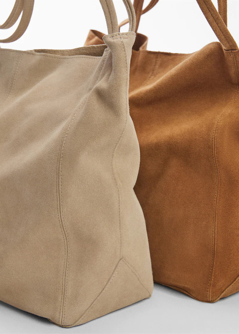 Leather shopper bag -  Women | Mango USA | MANGO (US)