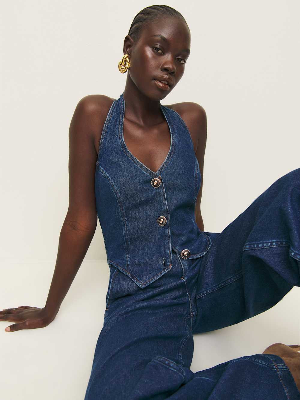 Lorenza Denim Jumpsuit | Reformation (Global)