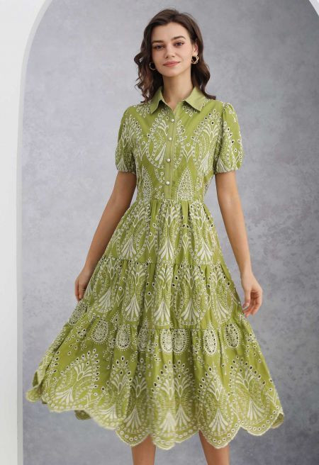 Boho Charm Embroidered Floral Eyelet Midi Dress | Chicwish