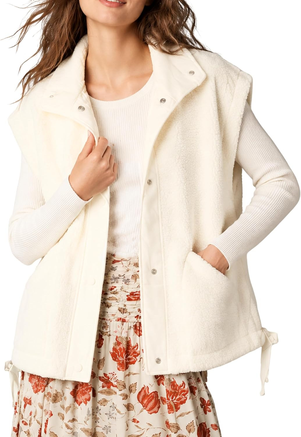 Women's Oversized Fleece Vest Fuzzy Sherpa Gilet | Amazon (US)