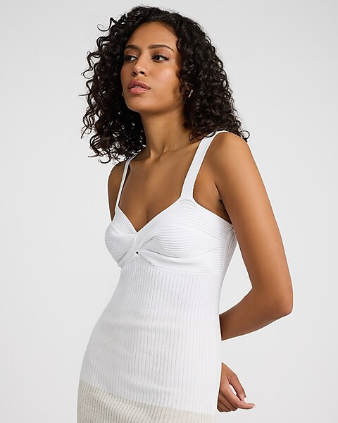 Ombre Color Block Sweetheart Twist Front Midi Sweater Dress | Express