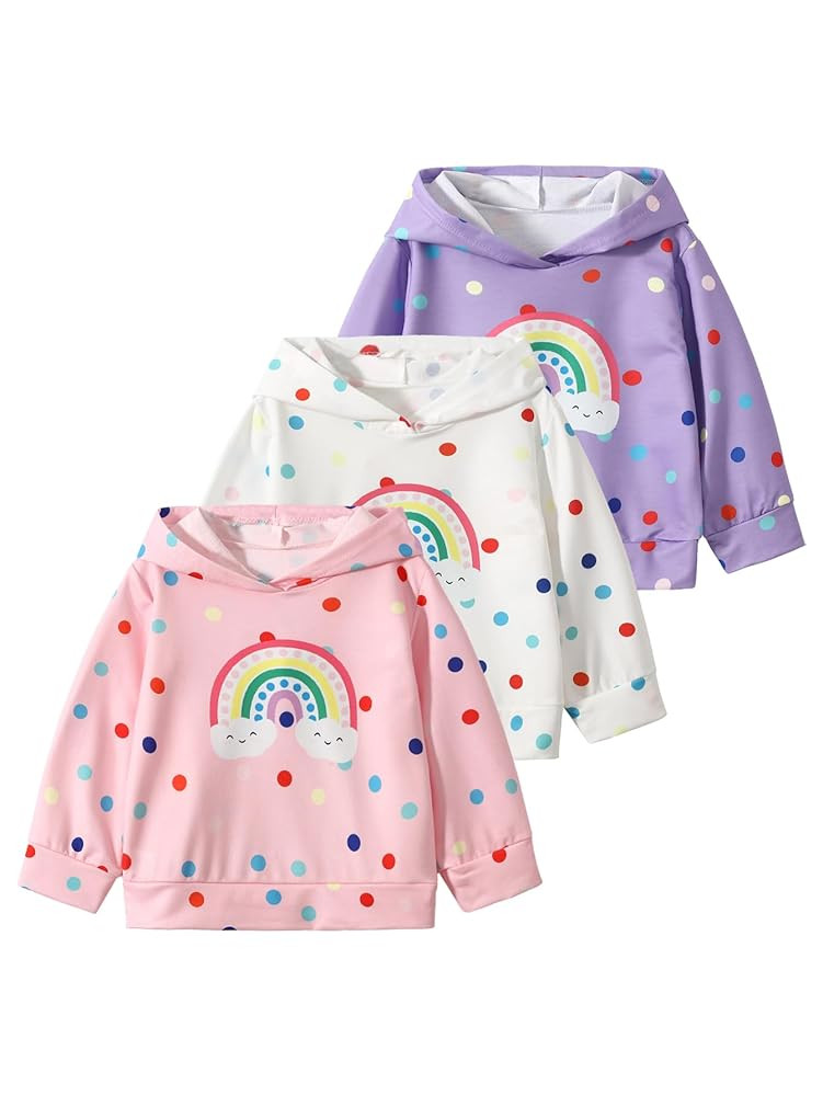 JOLYSHILD Girl's 3 Piece Hoodies Outfits Rainbow Colorful Dots Hoodie Sweatshirt Set Multicolor 3... | Amazon (US)