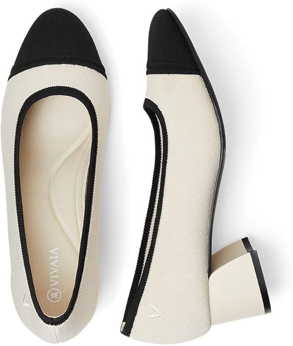 VIVAIA Julie Women's Chic Retro-Inspired Round Toe 45mm High Heels Slip on Dress Chunky Pumps Ide... | Amazon (US)