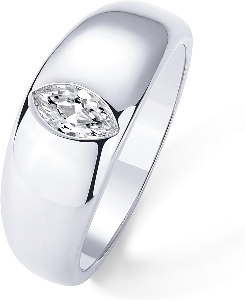 PAVOI 14K Gold Plated Chunky Dome Statement Ring for Women | Marquise Cubic Zirconia Dome Ring | ... | Amazon (US)