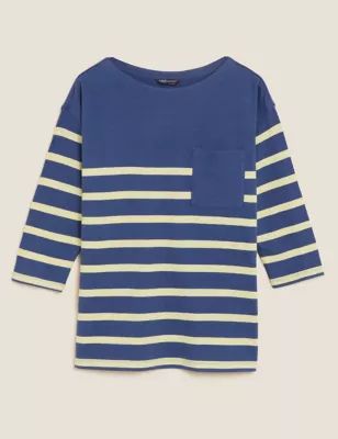Pure Cotton Striped Crew Neck Top | Marks & Spencer IE
