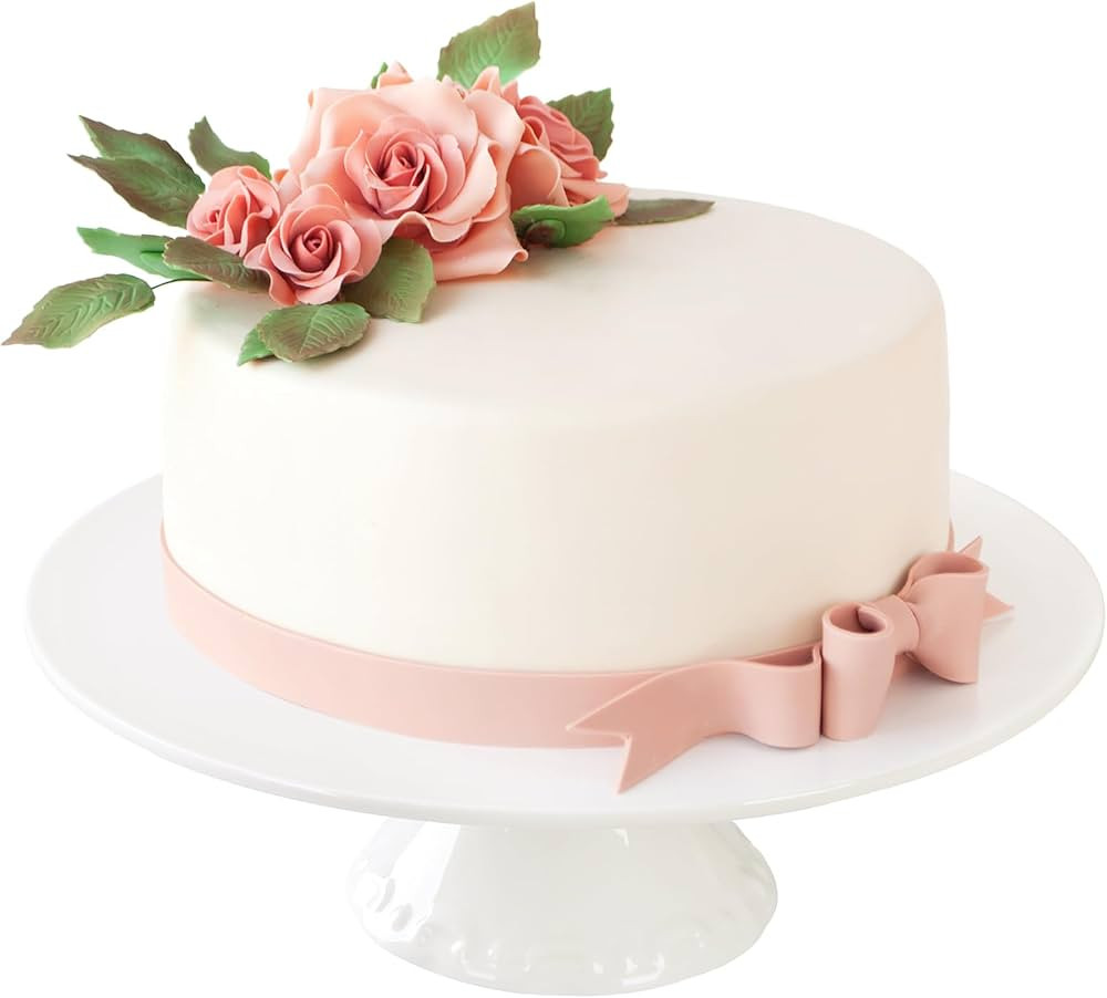 9 Inch White Porcelain Cake Stand, Round Dessert Stand, Display Cupcake Stand for Party, Weddings... | Amazon (US)