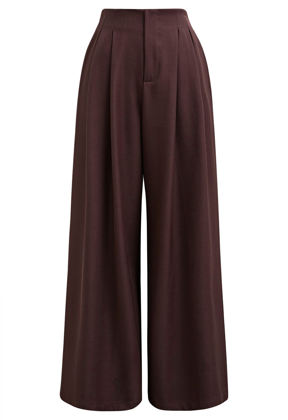 Allure in Motion Elastic Waist Pleats Palazzo Pants in Burgundy | Chicwish