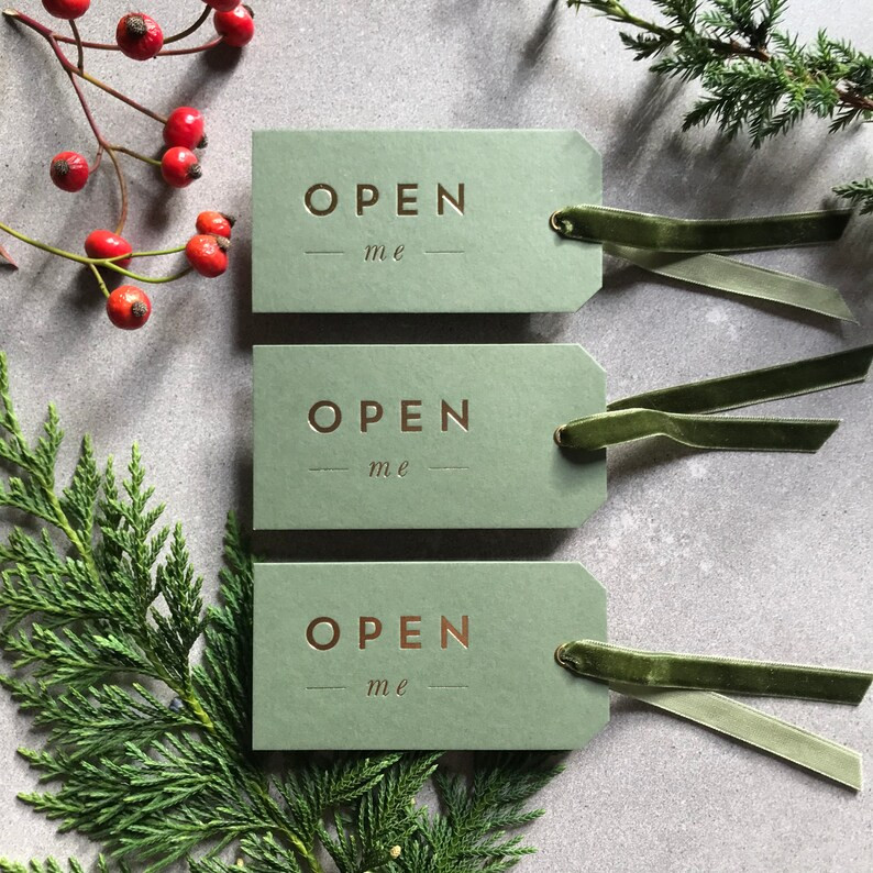 Letterpress Christmas Gift Tags Gold Foil Printed Pack Labels - Etsy | Etsy (US)