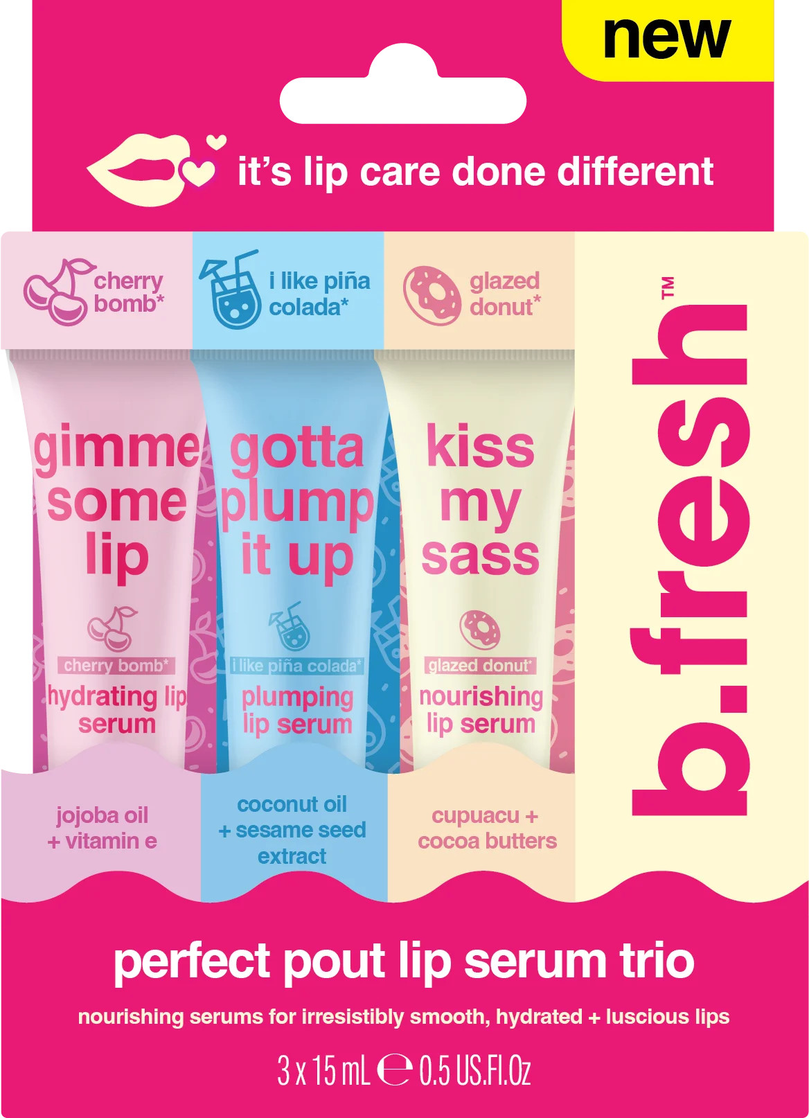 B. fresh Perfect Pout Nourishing Lip Serum Trio 3 x .05 floz | Walmart (US)