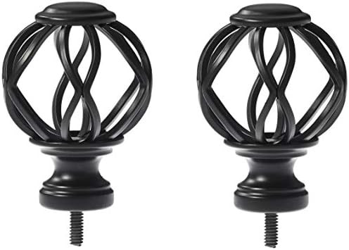 Amazon Basics Lattice Cage Curtain Rod Finials, Set of Two, Black | Amazon (US)