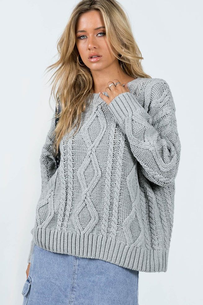 Anaya Oversized Sweater Grey | Princess Polly US