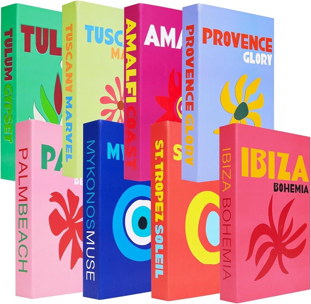 Preppy Room Decor - 8 Pack Trendy Aesthetic for Teen Girls, Faux Fashion Books & Shelf Decor, Per... | Amazon (US)