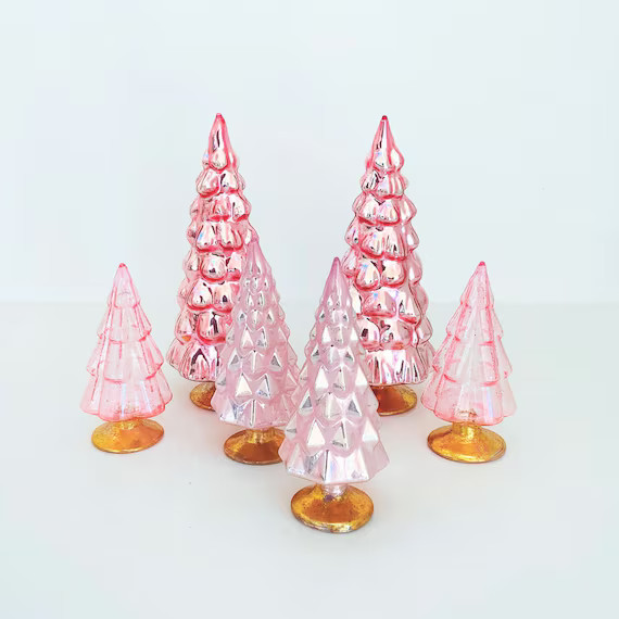 Rose Glass Hue Small Christmas Tree Set of 6 Rose Pink Forest | Etsy | Etsy (US)