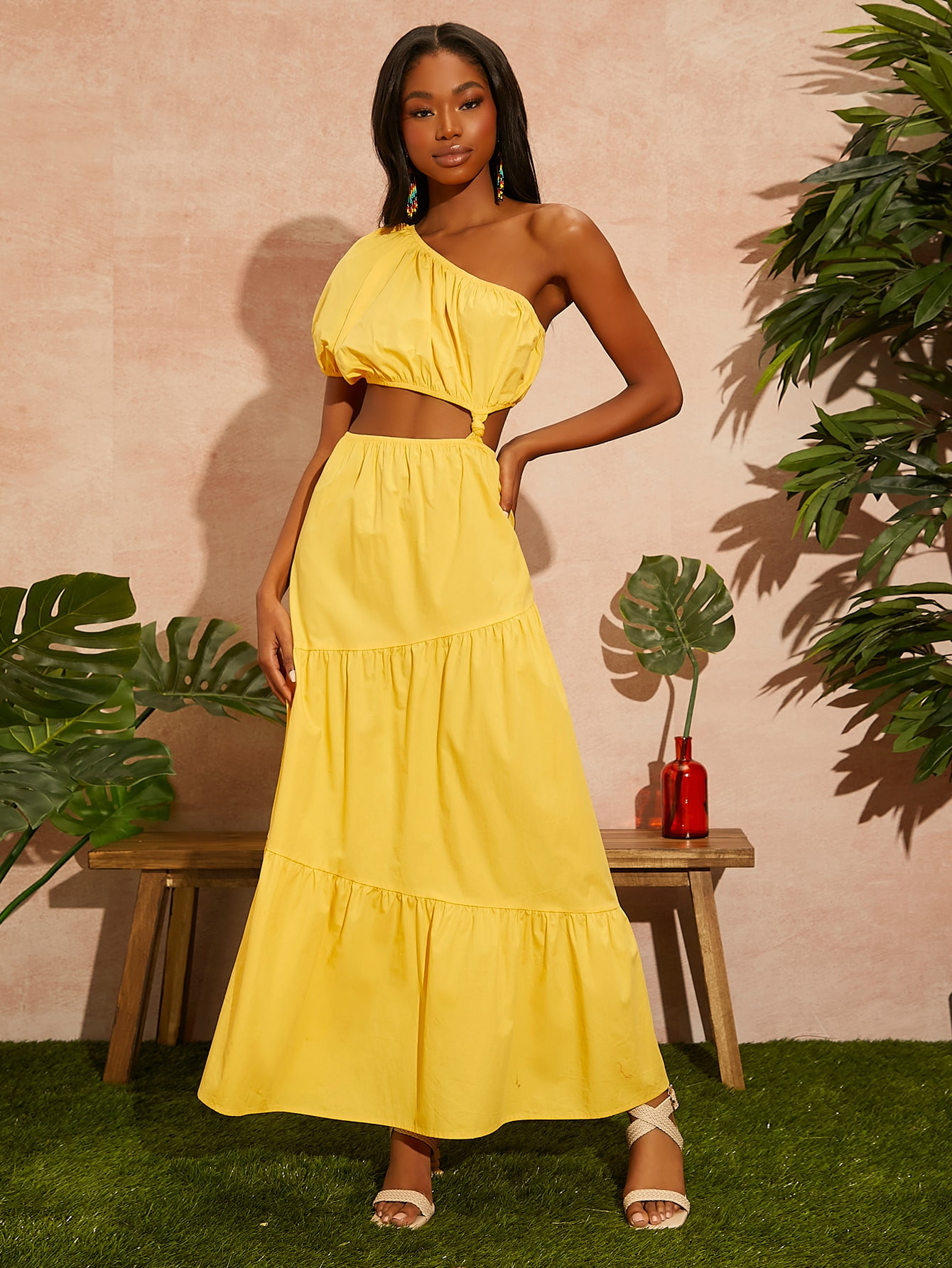 SHEIN NEWNESS Cut Out Waist One Shoulder Dress | SHEIN