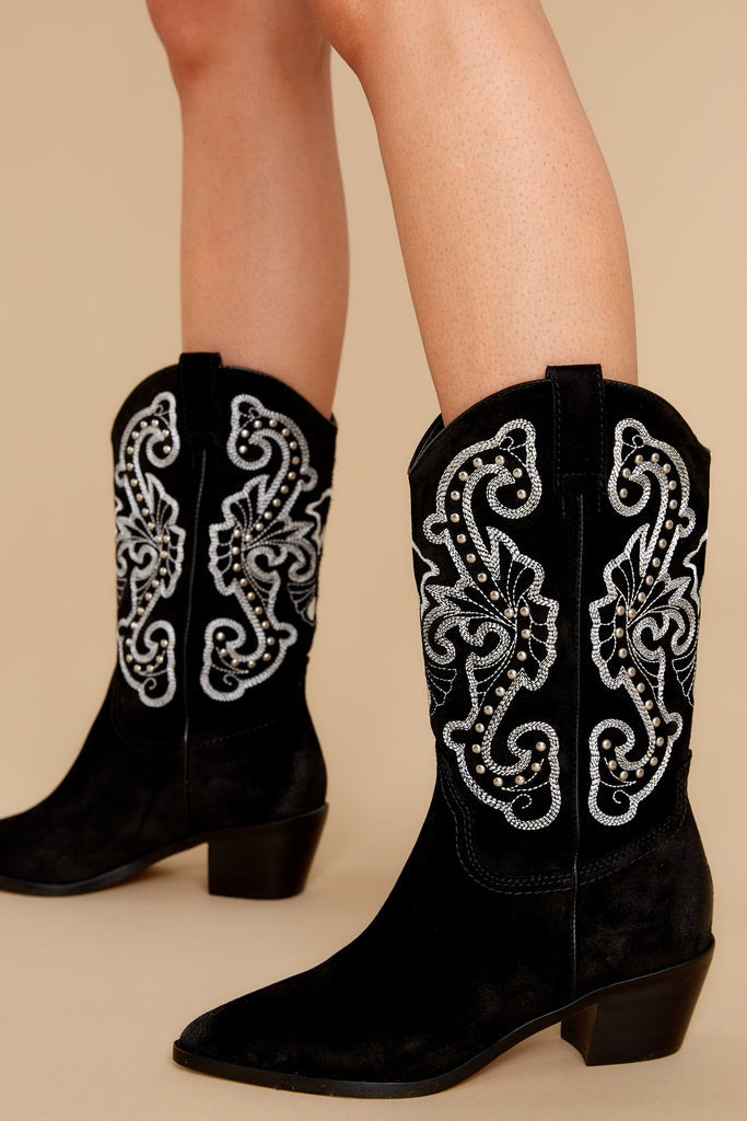 Sula Black Suede Boots | Red Dress 