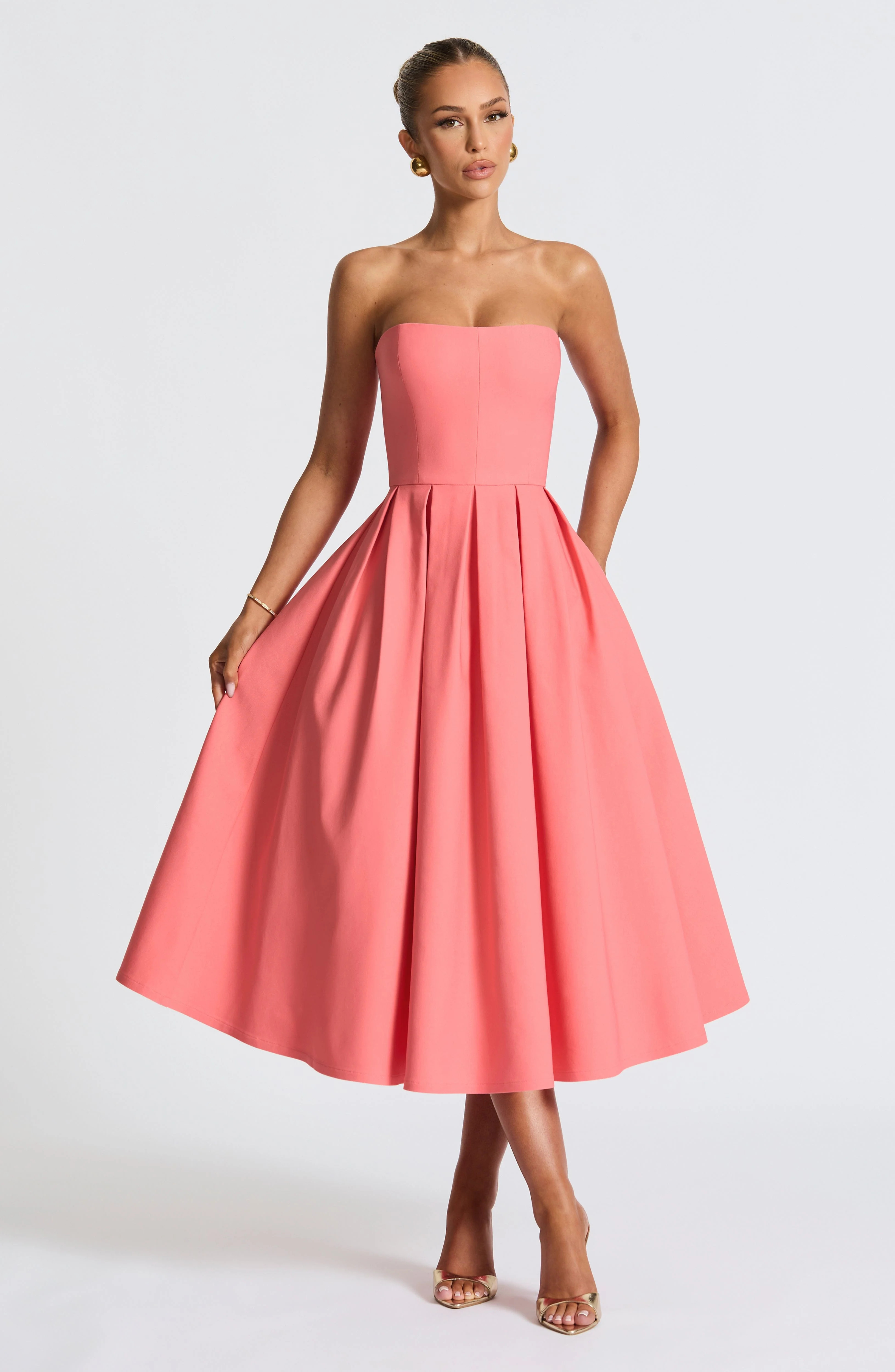 Edith Midi Dress - Coral Pink | Babyboo (global)
